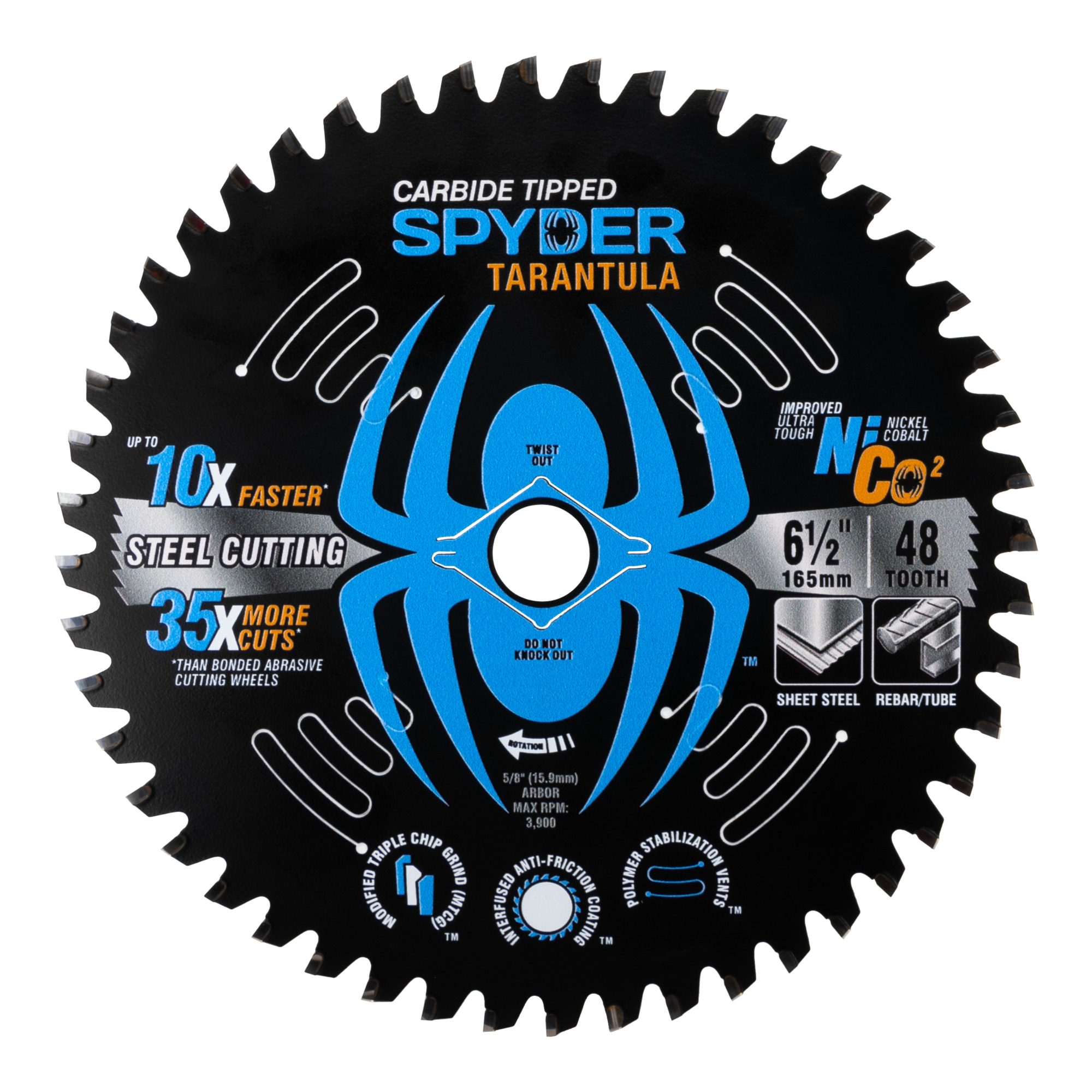 SPYDER, Stl Cut 6-1/2in. 48T TCT Stl Circ Tarantl Saw Blade, Blade Diameter 6 1/2 in, Included (qty.) 1 Model# 13500